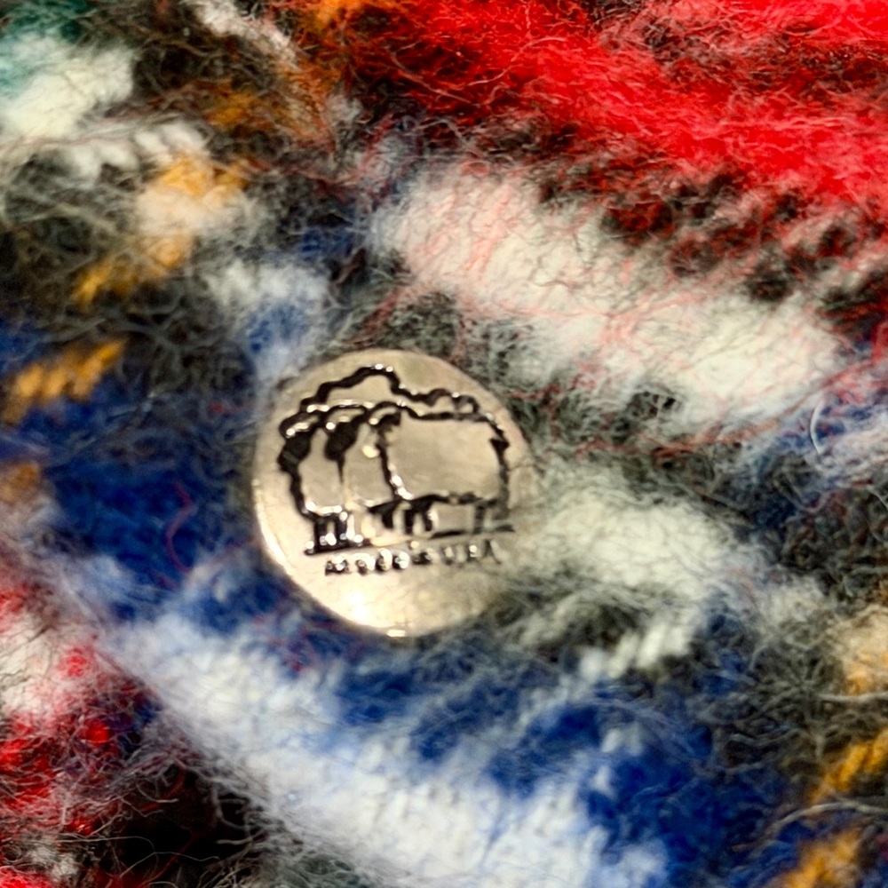 Vintage Tennessee Woolen Mills Red Plaid Stadium Blanket Acrylic USA Snuggle 74” - Picture 8 of 12